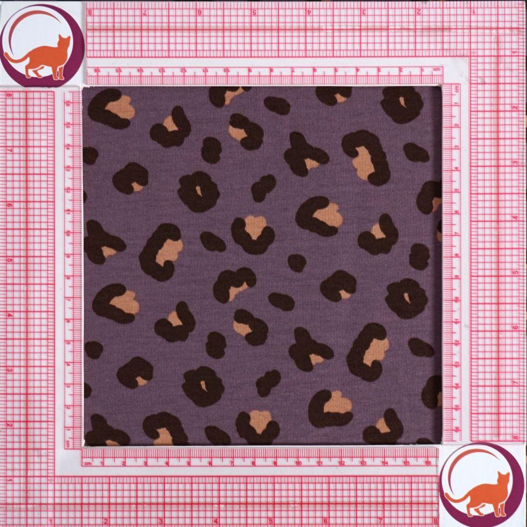 French Terry Leo Animalprint pflaumenviolett